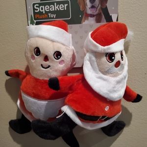 Fofos Set of 2 Dog toy .Santa and wife.